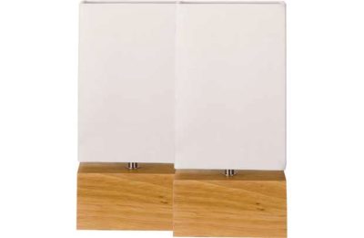 HOME Pair of Light Wood Finish Table Lamps - Cream.